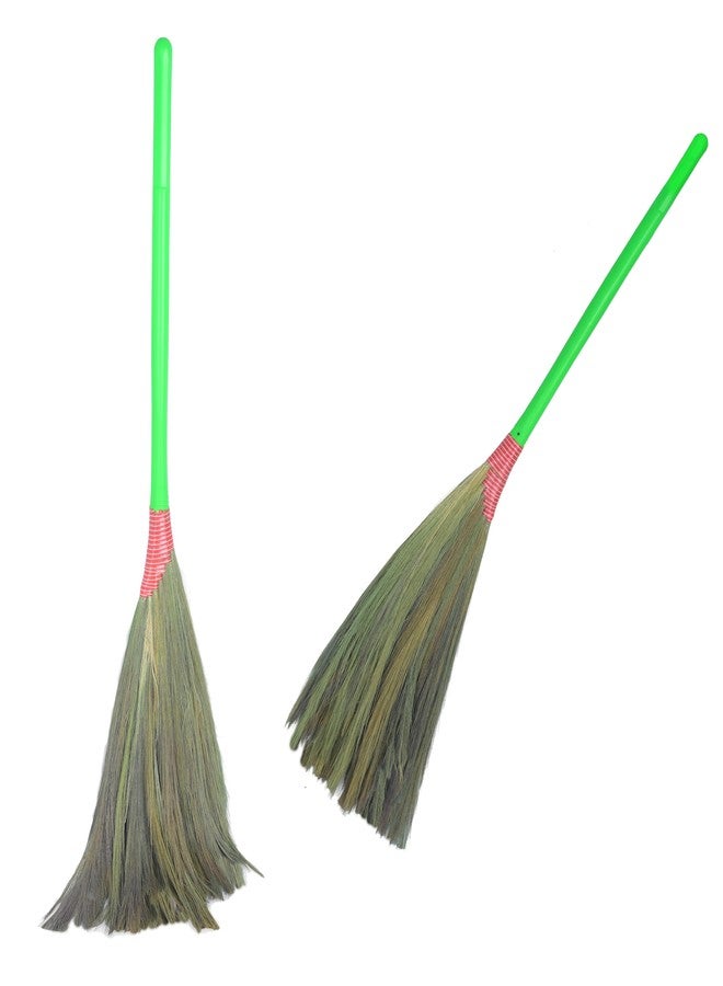 UMD First Grade Brooms | Zero Dust Natural Grass | Jadhu for Floor and Ceiling Cleaning |Long Handle for Cleaning, Housework, Home Use Without Backpain (1) (1) - Image 1